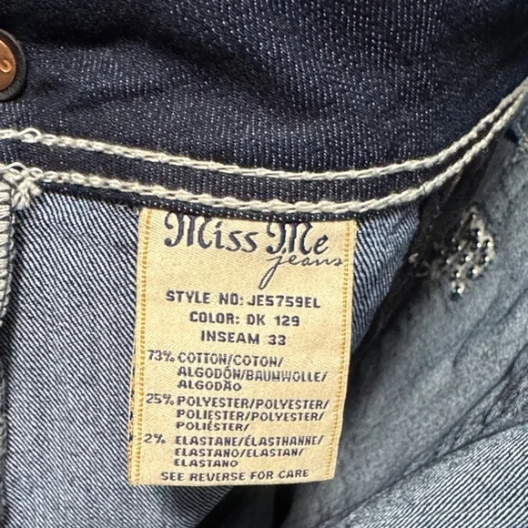 Miss Me Dark Indigo Boot Cut Jeans Size 31 - Picture 3 of 4
